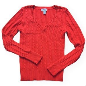 Arizona Jean Co Orange cable‎ knit fit sweater